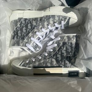 Designer Dior B23 League High Top White and Black Oblique Sneaker